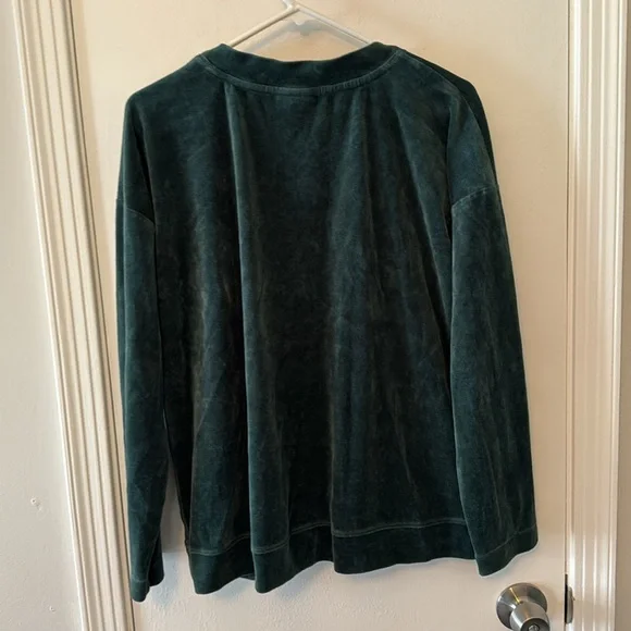 Beautiful J. Jill green velvet sweatshirt size large - Picture 3 of 5